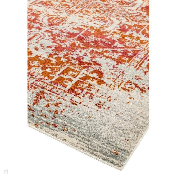 Nova NV09 Antique Traditional Medallion Border Durable Easy-Care Polypropylene Short Pile Orange/Cream/Grey Rug-Asiatic Carpets-Rug Love - The Most Loved Rug Store