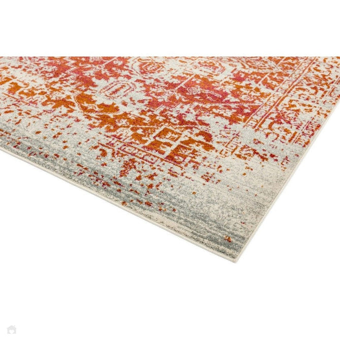 Nova NV09 Antique Traditional Medallion Border Durable Easy-Care Polypropylene Short Pile Orange/Cream/Grey Rug-Asiatic Carpets-Rug Love - The Most Loved Rug Store