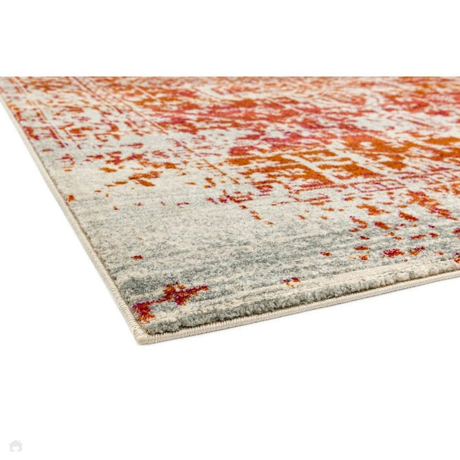 Nova NV09 Antique Traditional Medallion Border Durable Easy-Care Polypropylene Short Pile Orange/Cream/Grey Rug-Asiatic Carpets-Rug Love - The Most Loved Rug Store