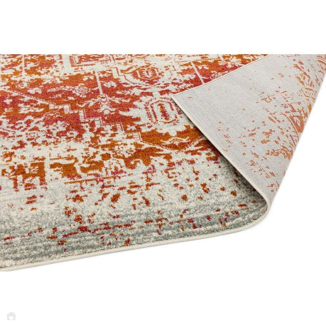 Nova NV09 Antique Traditional Medallion Border Durable Easy-Care Polypropylene Short Pile Orange/Cream/Grey Rug-Asiatic Carpets-Rug Love - The Most Loved Rug Store