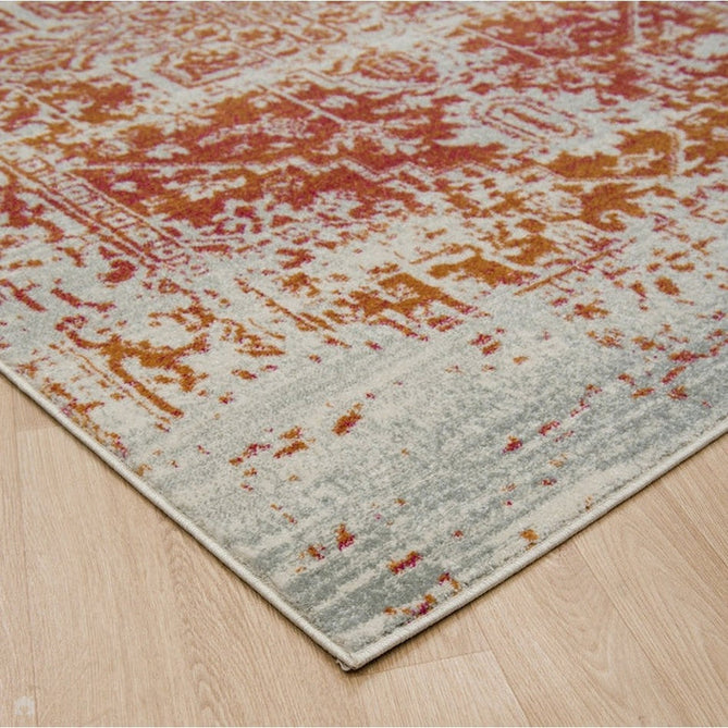 Nova NV09 Antique Traditional Medallion Border Durable Easy-Care Polypropylene Short Pile Orange/Cream/Grey Rug-Asiatic Carpets-Rug Love - The Most Loved Rug Store