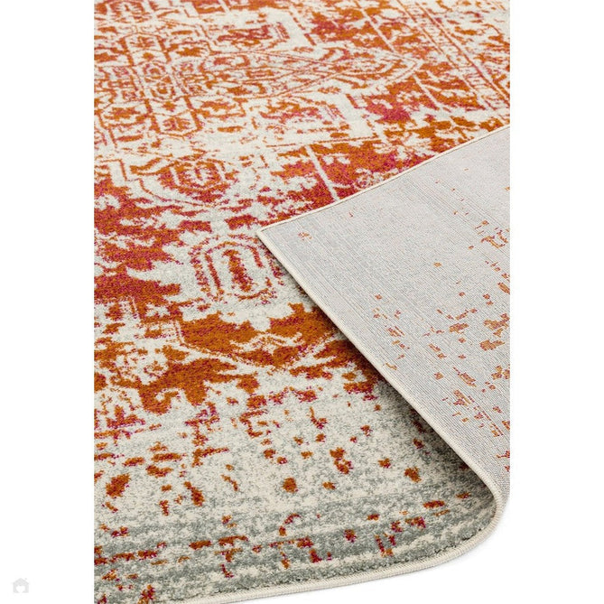 Nova NV09 Antique Traditional Medallion Border Durable Easy-Care Polypropylene Short Pile Orange/Cream/Grey Rug-Asiatic Carpets-Rug Love - The Most Loved Rug Store