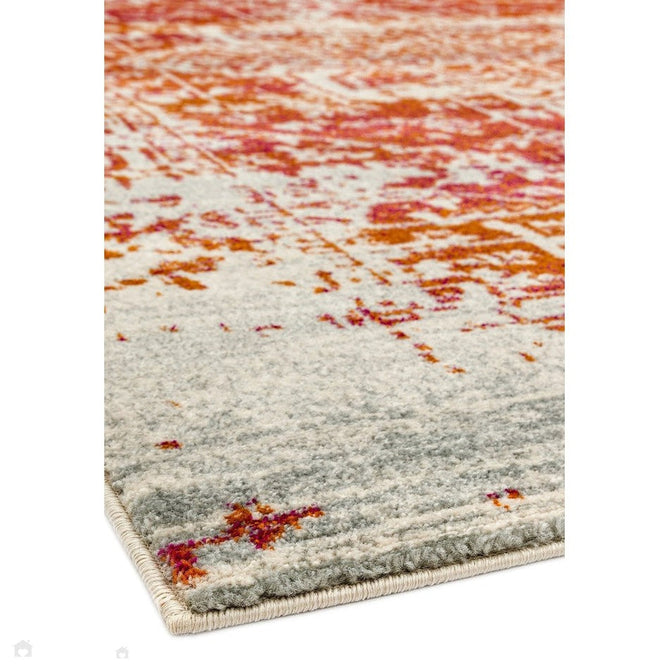 Nova NV09 Antique Traditional Medallion Border Durable Easy-Care Polypropylene Short Pile Orange/Cream/Grey Rug-Asiatic Carpets-Rug Love - The Most Loved Rug Store
