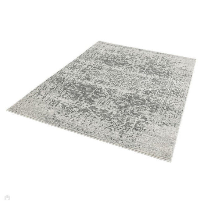 Nova NV10 Antique Traditional Medallion Border Durable Easy-Care Polypropylene Short Pile Grey/Cream Rug-Asiatic Carpets-Rug Love - The Most Loved Rug Store