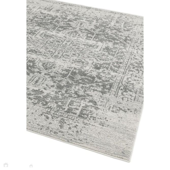 Nova NV10 Antique Traditional Medallion Border Durable Easy-Care Polypropylene Short Pile Grey/Cream Rug-Asiatic Carpets-Rug Love - The Most Loved Rug Store