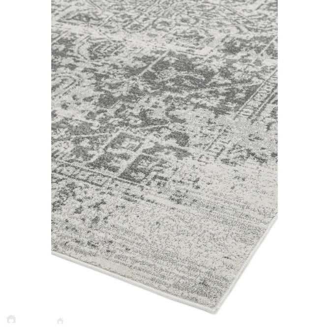 Nova NV10 Antique Traditional Medallion Border Durable Easy-Care Polypropylene Short Pile Grey/Cream Rug-Asiatic Carpets-Rug Love - The Most Loved Rug Store