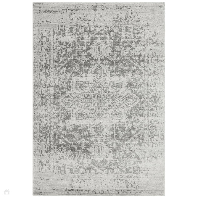 Nova NV10 Antique Traditional Medallion Border Durable Easy-Care Polypropylene Short Pile Grey/Cream Rug-Asiatic Carpets-Rug Love - The Most Loved Rug Store