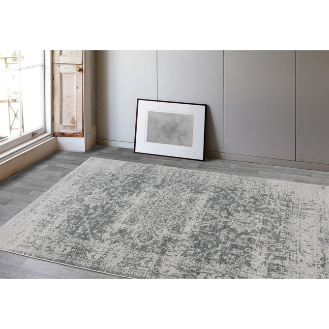Nova NV10 Antique Traditional Medallion Border Durable Easy-Care Polypropylene Short Pile Grey/Cream Rug-Asiatic Carpets-Rug Love - The Most Loved Rug Store