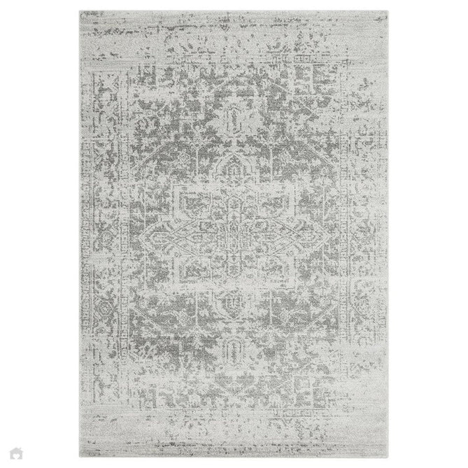 Nova NV10 Antique Traditional Medallion Border Durable Easy-Care Short Pile Grey/Cream Rug 200 x 290 cm-Shop Returns-Rug Love - The Most Loved Rug Store