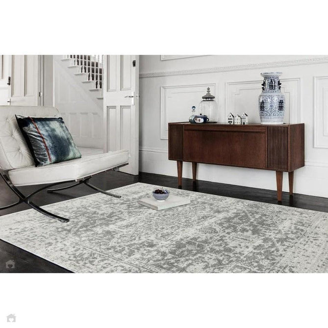 Nova NV10 Antique Traditional Medallion Border Durable Easy-Care Short Pile Grey/Cream Rug 200 x 290 cm-Shop Returns-Rug Love - The Most Loved Rug Store