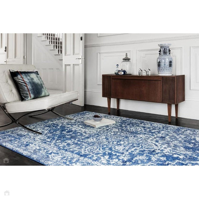 Nova NV11 Antique Traditional Medallion Border Durable Easy-Care Polypropylene Short Pile Navy/Cream/Grey Rug-Asiatic Carpets-Rug Love - The Most Loved Rug Store