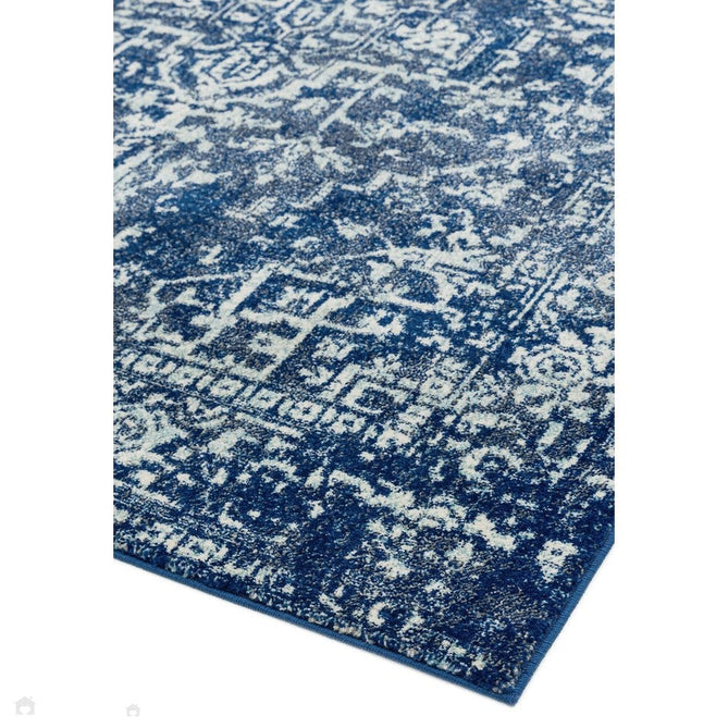 Nova NV11 Antique Traditional Medallion Border Durable Easy-Care Polypropylene Short Pile Navy/Cream/Grey Rug-Asiatic Carpets-Rug Love - The Most Loved Rug Store