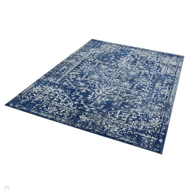 Nova NV11 Antique Traditional Medallion Border Durable Easy-Care Polypropylene Short Pile Navy/Cream/Grey Rug-Asiatic Carpets-Rug Love - The Most Loved Rug Store