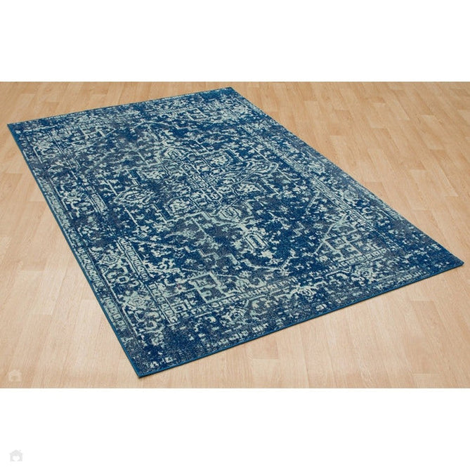 Nova NV11 Antique Traditional Medallion Border Durable Easy-Care Polypropylene Short Pile Navy/Cream/Grey Rug-Asiatic Carpets-Rug Love - The Most Loved Rug Store