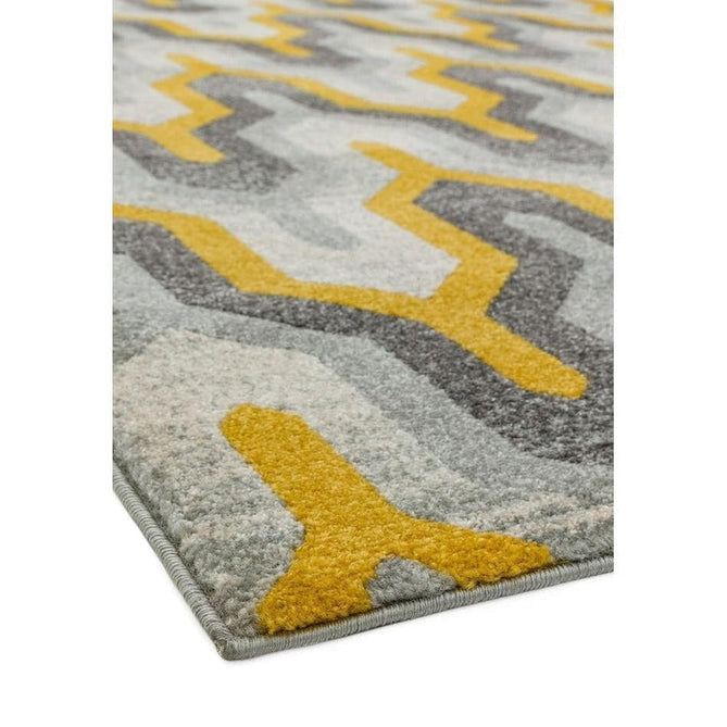 Nova NV14 Geo Modern Abstract Durable Easy-Care Polypropylene Short Pile Yellow Rug-Asiatic Carpets-Rug Love - The Most Loved Rug Store