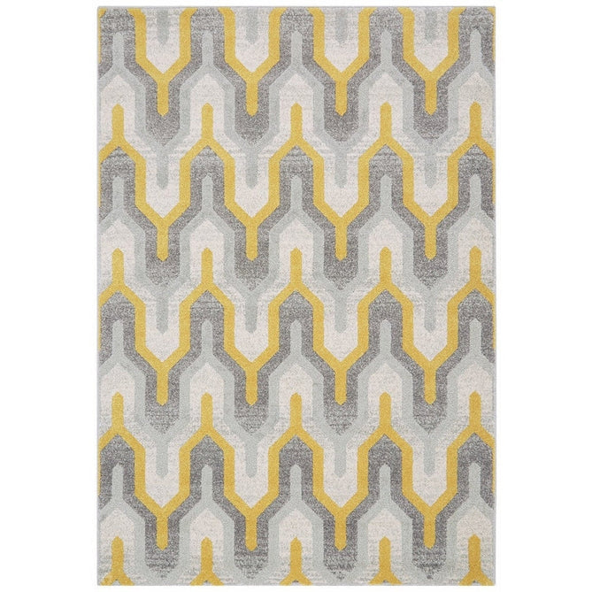 Nova NV14 Geo Modern Abstract Durable Easy-Care Polypropylene Short Pile Yellow Rug-Asiatic Carpets-Rug Love - The Most Loved Rug Store
