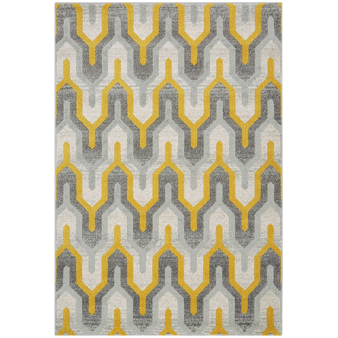 Nova NV14 Geo Modern Abstract Durable Easy-Care Polypropylene Short Pile Yellow Rug-Asiatic Carpets-Rug Love - The Most Loved Rug Store