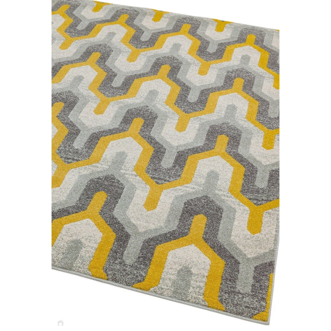 Nova NV14 Geo Modern Abstract Durable Easy-Care Polypropylene Short Pile Yellow Rug-Asiatic Carpets-Rug Love - The Most Loved Rug Store