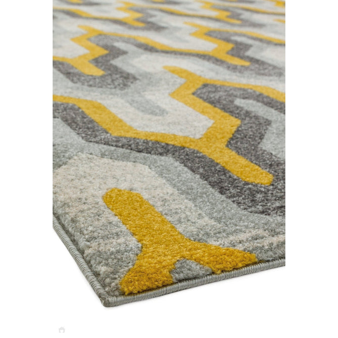 Nova NV14 Geo Modern Abstract Durable Easy-Care Polypropylene Short Pile Yellow Rug-Asiatic Carpets-Rug Love - The Most Loved Rug Store