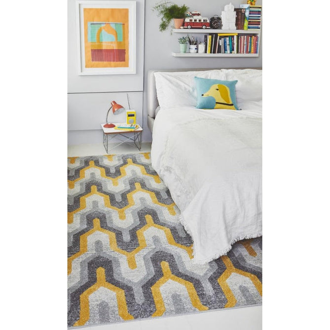 Nova NV14 Geo Modern Abstract Durable Easy-Care Polypropylene Short Pile Yellow Rug-Asiatic Carpets-Rug Love - The Most Loved Rug Store