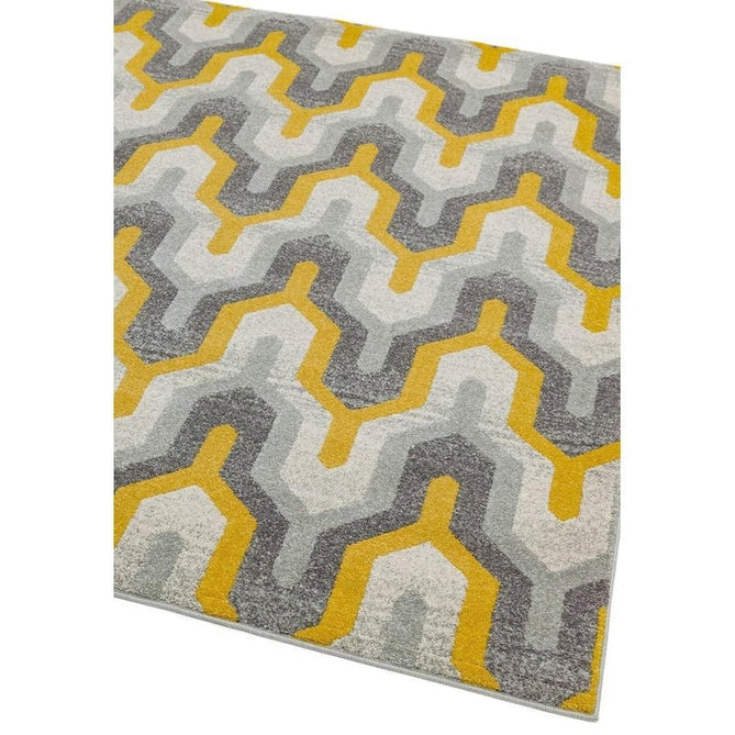 Nova NV14 Geo Modern Abstract Durable Easy-Care Polypropylene Short Pile Yellow Rug-Asiatic Carpets-Rug Love - The Most Loved Rug Store