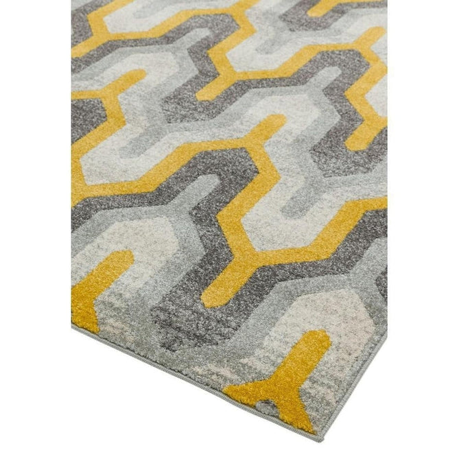 Nova NV14 Geo Modern Abstract Durable Easy-Care Polypropylene Short Pile Yellow Rug-Asiatic Carpets-Rug Love - The Most Loved Rug Store