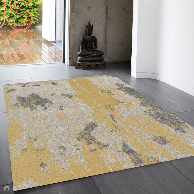 Nova NV18 Painterly Modern Abstract Durable Easy-Care Polypropylene Short Pile Ochre Rug-Asiatic Carpets-Rug Love - The Most Loved Rug Store
