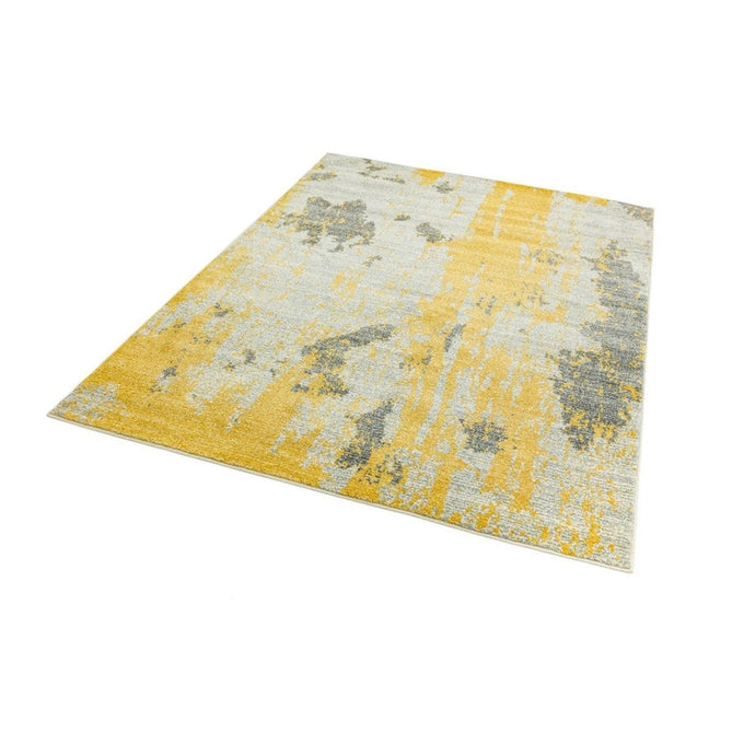 Nova NV18 Painterly Modern Abstract Durable Easy-Care Polypropylene Short Pile Ochre Rug-Asiatic Carpets-Rug Love - The Most Loved Rug Store