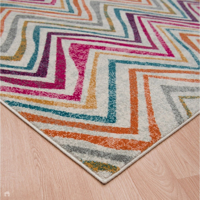 Nova NV21 Rhythm Modern Abstract Zig Zag Durable Easy-Care Polypropylene Short Pile Pink/Orange/Yellow/Green/Blue/Purple/Multicolour Rug-Asiatic Carpets-Rug Love - The Most Loved Rug Store