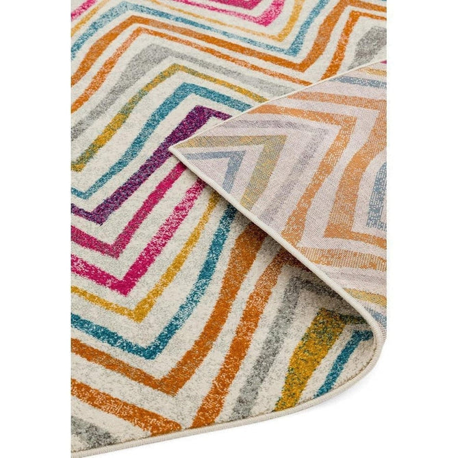 Nova NV21 Rhythm Modern Abstract Zig Zag Durable Easy-Care Polypropylene Short Pile Pink/Orange/Yellow/Green/Blue/Purple/Multicolour Rug-Asiatic Carpets-Rug Love - The Most Loved Rug Store