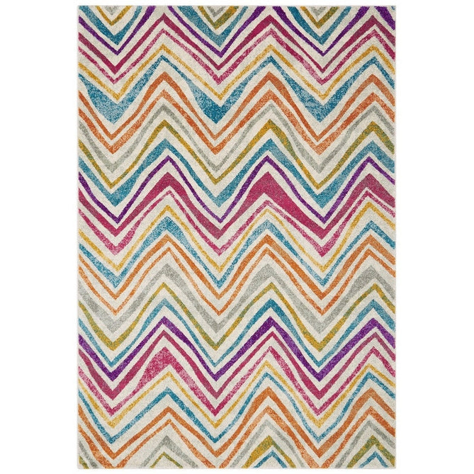 Nova NV21 Rhythm Modern Abstract Zig Zag Durable Easy-Care Polypropylene Short Pile Pink/Orange/Yellow/Green/Blue/Purple/Multicolour Rug-Asiatic Carpets-Rug Love - The Most Loved Rug Store