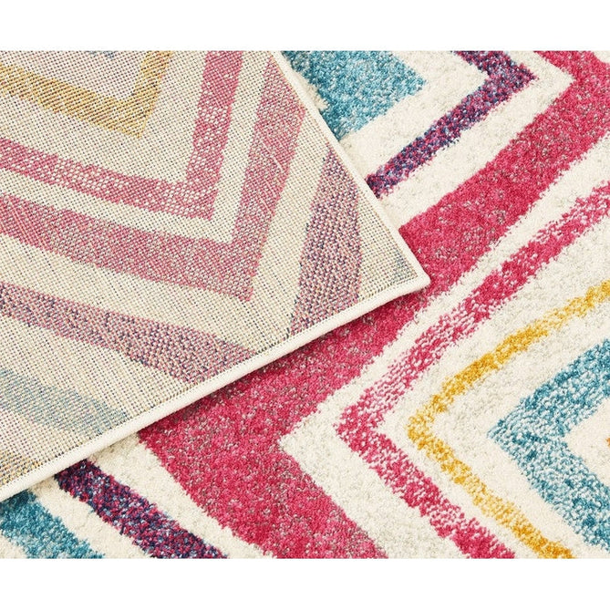 Nova NV21 Rhythm Modern Abstract Zig Zag Durable Easy-Care Polypropylene Short Pile Pink/Orange/Yellow/Green/Blue/Purple/Multicolour Rug-Asiatic Carpets-Rug Love - The Most Loved Rug Store