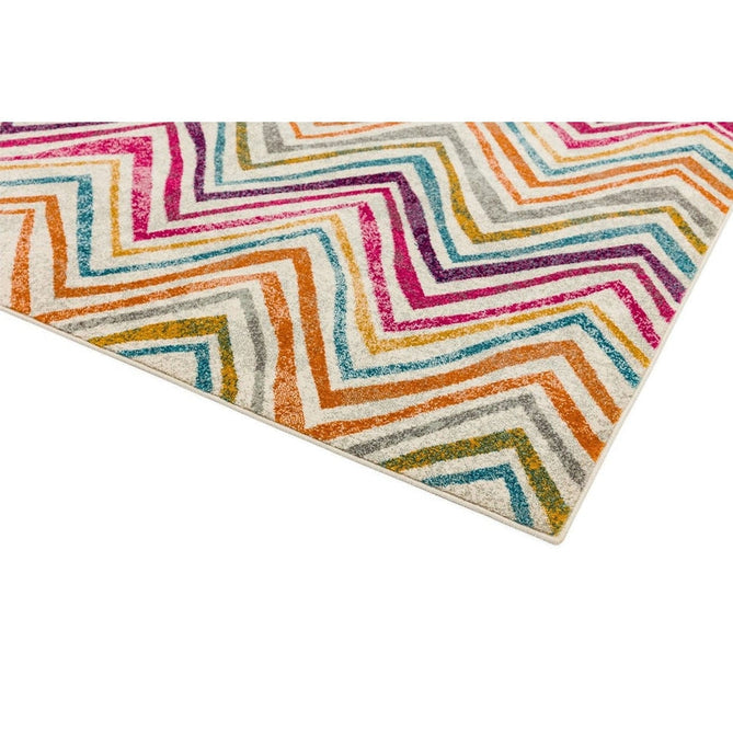 Nova NV21 Rhythm Modern Abstract Zig Zag Durable Easy-Care Polypropylene Short Pile Pink/Orange/Yellow/Green/Blue/Purple/Multicolour Rug-Asiatic Carpets-Rug Love - The Most Loved Rug Store