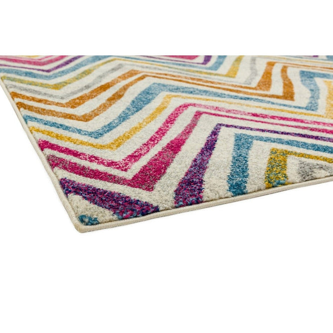 Nova NV21 Rhythm Modern Abstract Zig Zag Durable Easy-Care Polypropylene Short Pile Pink/Orange/Yellow/Green/Blue/Purple/Multicolour Rug-Asiatic Carpets-Rug Love - The Most Loved Rug Store