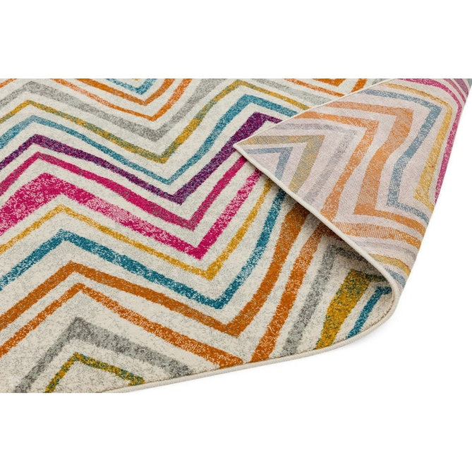 Nova NV21 Rhythm Modern Abstract Zig Zag Durable Easy-Care Polypropylene Short Pile Pink/Orange/Yellow/Green/Blue/Purple/Multicolour Rug-Asiatic Carpets-Rug Love - The Most Loved Rug Store