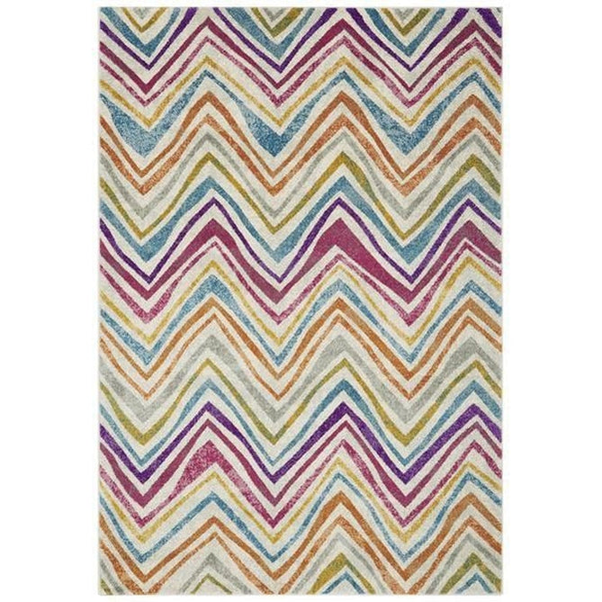 Nova NV21 Rhythm Modern Abstract Zig Zag Durable Easy-Care Polypropylene Short Pile Pink/Orange/Yellow/Green/Blue/Purple/Multicolour Rug-Asiatic Carpets-Rug Love - The Most Loved Rug Store