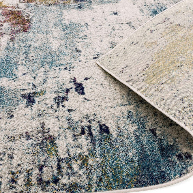 Nova NV22 Abstract Modern Abstract Durable Easy-Care Polypropylene Short Pile Mustard/Blue/Cream/Purple/Multicolour Rug-Asiatic Carpets-Rug Love - The Most Loved Rug Store