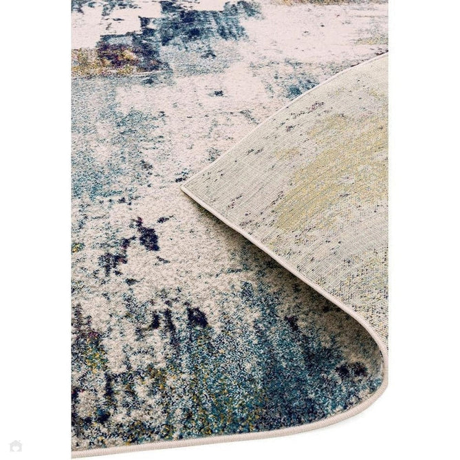 Nova NV22 Abstract Modern Abstract Durable Easy-Care Polypropylene Short Pile Mustard/Blue/Cream/Purple/Multicolour Rug-Asiatic Carpets-Rug Love - The Most Loved Rug Store