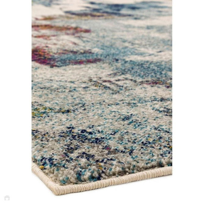 Nova NV22 Abstract Modern Abstract Durable Easy-Care Polypropylene Short Pile Mustard/Blue/Cream/Purple/Multicolour Rug-Asiatic Carpets-Rug Love - The Most Loved Rug Store