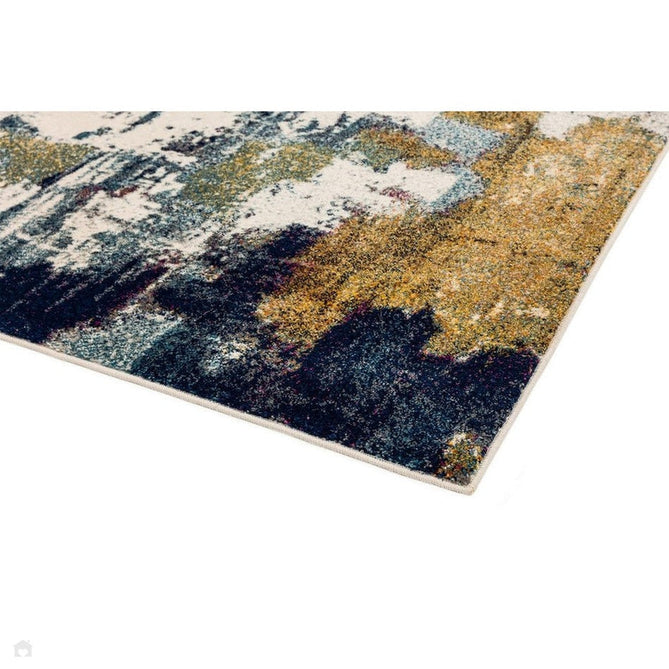 Nova NV22 Abstract Modern Abstract Durable Easy-Care Polypropylene Short Pile Mustard/Blue/Cream/Purple/Multicolour Rug-Asiatic Carpets-Rug Love - The Most Loved Rug Store