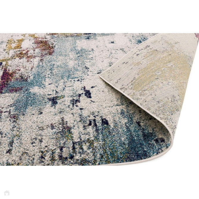 Nova NV22 Abstract Modern Abstract Durable Easy-Care Polypropylene Short Pile Mustard/Blue/Cream/Purple/Multicolour Rug-Asiatic Carpets-Rug Love - The Most Loved Rug Store