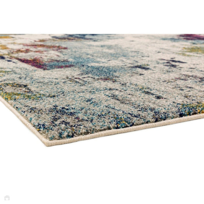 Nova NV22 Abstract Modern Abstract Durable Easy-Care Polypropylene Short Pile Mustard/Blue/Cream/Purple/Multicolour Rug-Asiatic Carpets-Rug Love - The Most Loved Rug Store