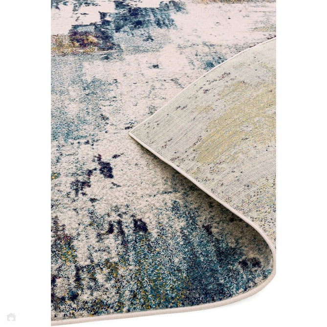 Nova NV22 Abstract Modern Abstract Durable Easy-Care Polypropylene Short Pile Mustard/Blue/Cream/Purple/Multicolour Rug-Asiatic Carpets-Rug Love - The Most Loved Rug Store