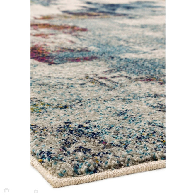 Nova NV22 Abstract Modern Abstract Durable Easy-Care Polypropylene Short Pile Mustard/Blue/Cream/Purple/Multicolour Rug-Asiatic Carpets-Rug Love - The Most Loved Rug Store