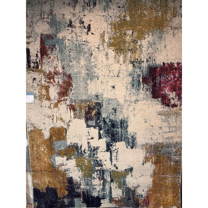 Nova NV22 Abstract Modern Abstract Durable Easy-Care Polypropylene Short Pile Mustard/Blue/Cream/Purple/Multicolour Rug-Asiatic Carpets-Rug Love - The Most Loved Rug Store