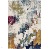 Nova NV22 Abstract Modern Abstract Durable Short Pile Mustard/Blue/Cream/Purple/Multicolour Rug