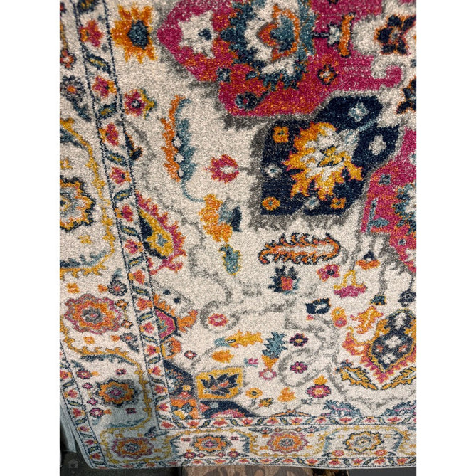 Nova NV24 Persian Traditional Medallion Border Durable Easy-Care Polypropylene Short Pile White/Multicolour Rug-Asiatic Carpets-Rug Love - The Most Loved Rug Store