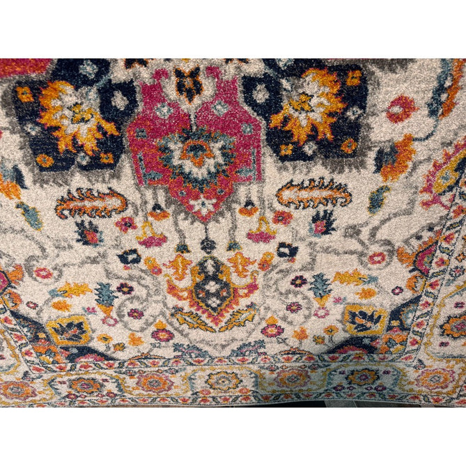 Nova NV24 Persian Traditional Medallion Border Durable Easy-Care Polypropylene Short Pile White/Multicolour Rug-Asiatic Carpets-Rug Love - The Most Loved Rug Store