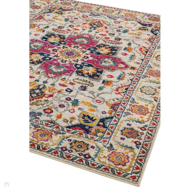 Nova NV24 Persian Traditional Medallion Border Durable Easy-Care Polypropylene Short Pile White/Multicolour Rug-Asiatic Carpets-Rug Love - The Most Loved Rug Store