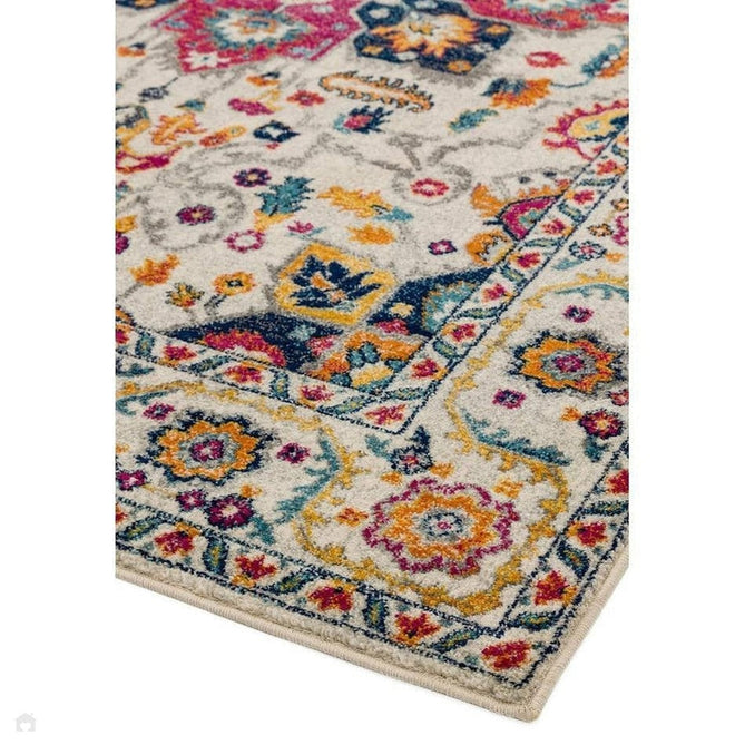Nova NV24 Persian Traditional Medallion Border Durable Easy-Care Polypropylene Short Pile White/Multicolour Rug-Asiatic Carpets-Rug Love - The Most Loved Rug Store
